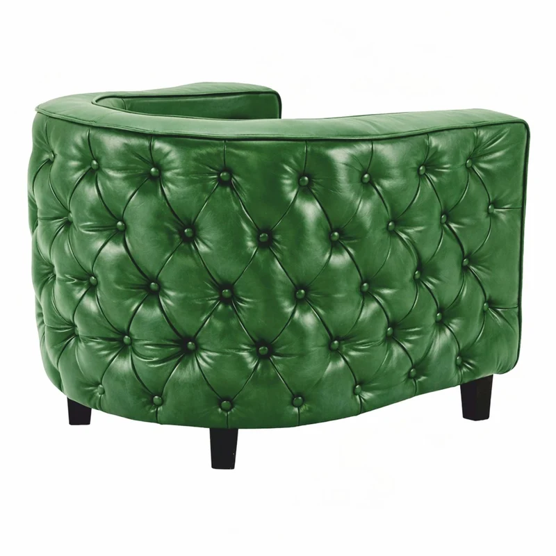 Casa Padrino Luxus Chesterfield Echtleder Sessel Grün / Schwarz - Leder Möbel