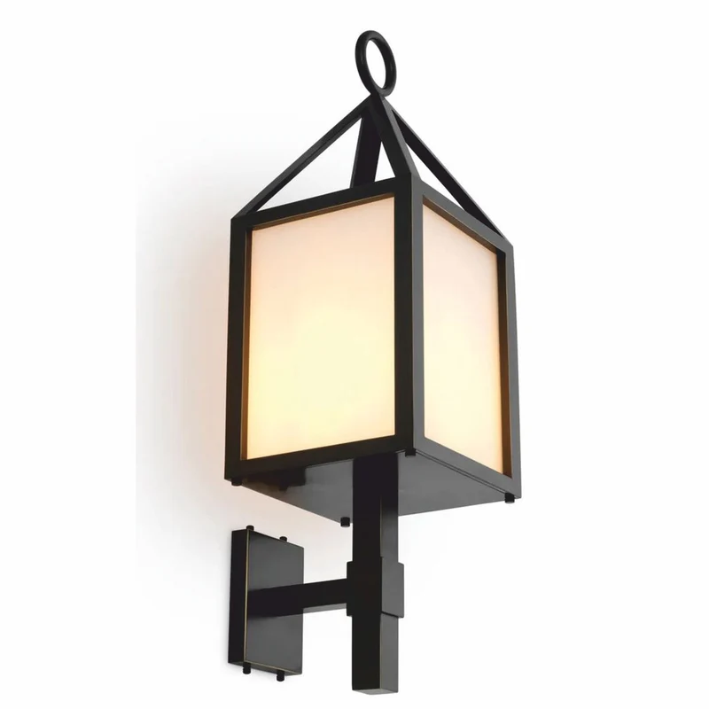 Casa Padrino Luxus Außenwandleuchte Bronze / Weiß H. 86 cm - Luxus Außenbeleuchtung
