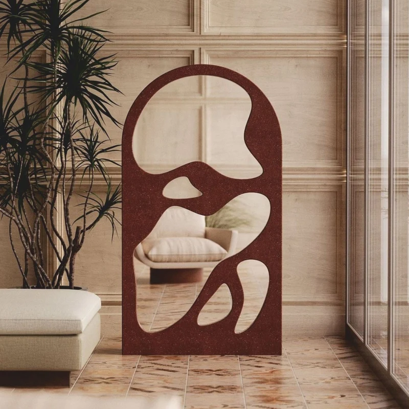 Casa Padrino Luxus Gussbeton Standspiegel Braun 110 x H. 200 cm - Hotel & Garten Möbel