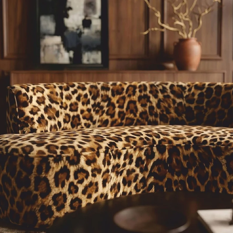 Casa Padrino Luxus Samt Sofa mit Leoparden Design 180 cm - Wohnzimmer & Hotel Möbel
