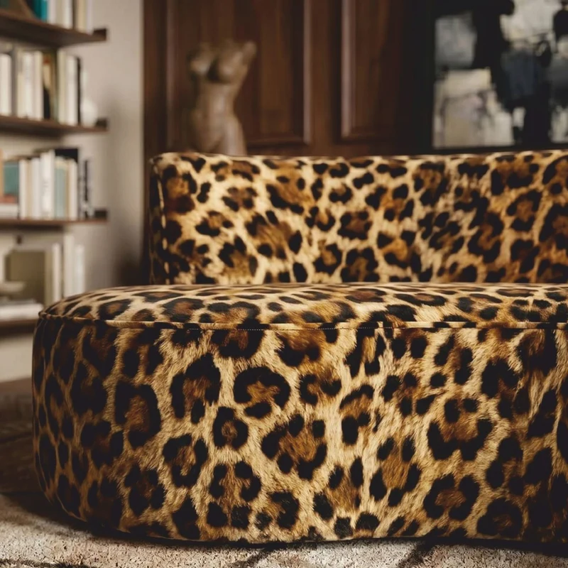 Casa Padrino Luxus Samt Sofa mit Leoparden Design 180 cm - Wohnzimmer & Hotel Möbel