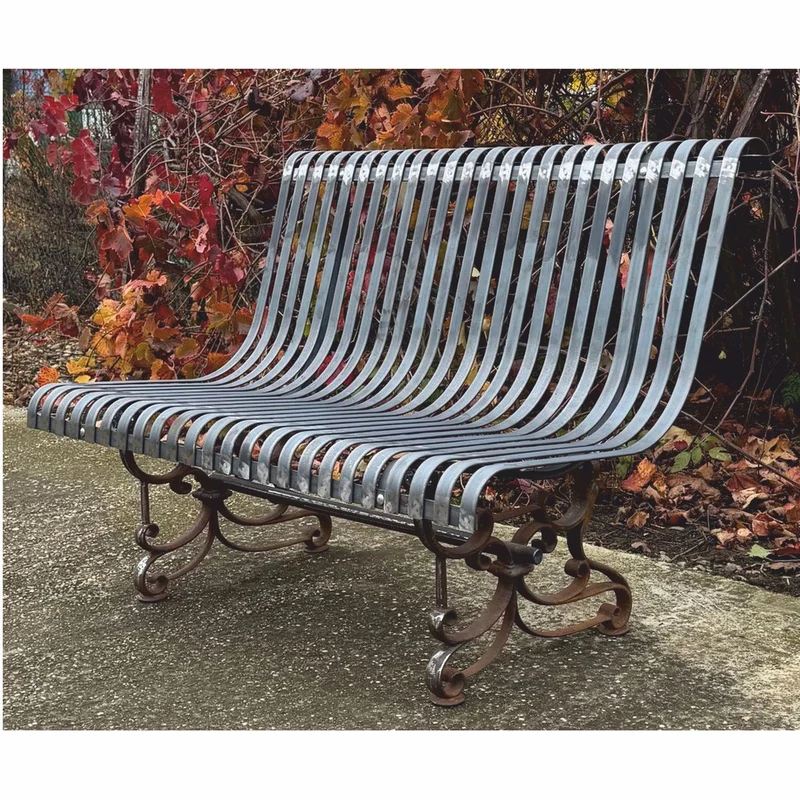 Casa Padrino Jugendstil Schmiedeeisen Gartenbank Silber / Rost 120 cm - Garten Möbel