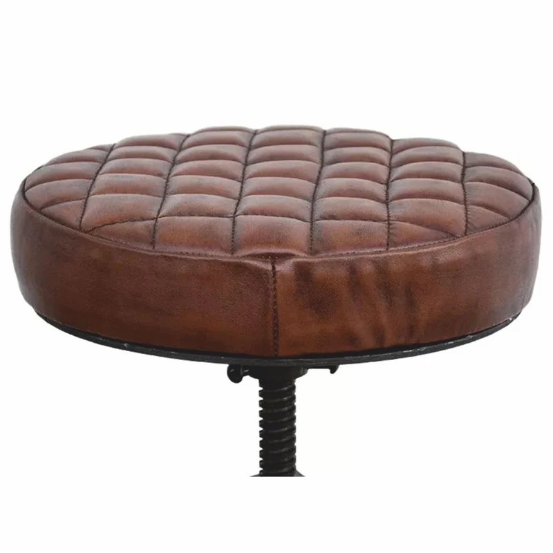Casa Padrino Industrie Stil Hocker Schwarz / Braun H. 50 cm - Industrie Stil Möbel