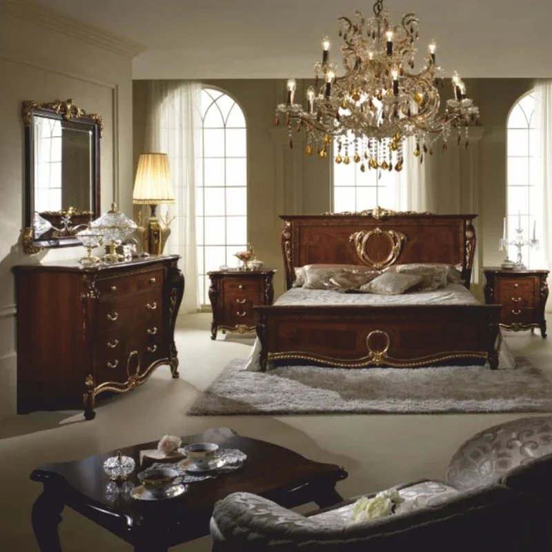 Casa Padrino Luxus Barock Doppelbett Dunkelbraun / Gold - Barock Möbel - Made in Italy