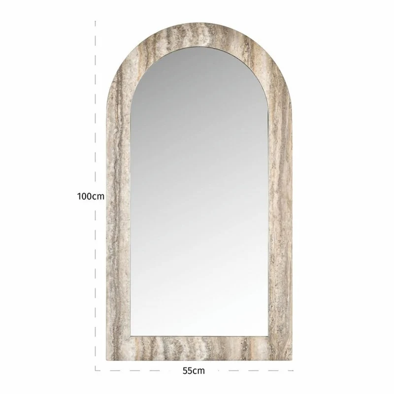 Casa Padrino Luxus Naturstein Spiegel Grau H. 100 cm - Luxus Naturstein Möbel