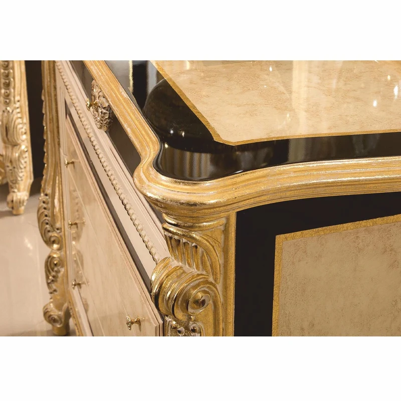 Casa Padrino Luxus Barock Kommode mit Spiegel und Hocker - Barock Schlafzimmer Möbel