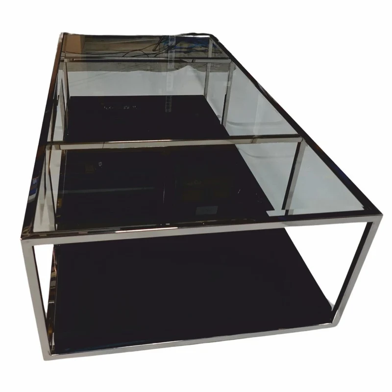 Casa Padrino Luxus Couchtisch Silber / Schwarz 160 cm - Wohnzimmer Möbel