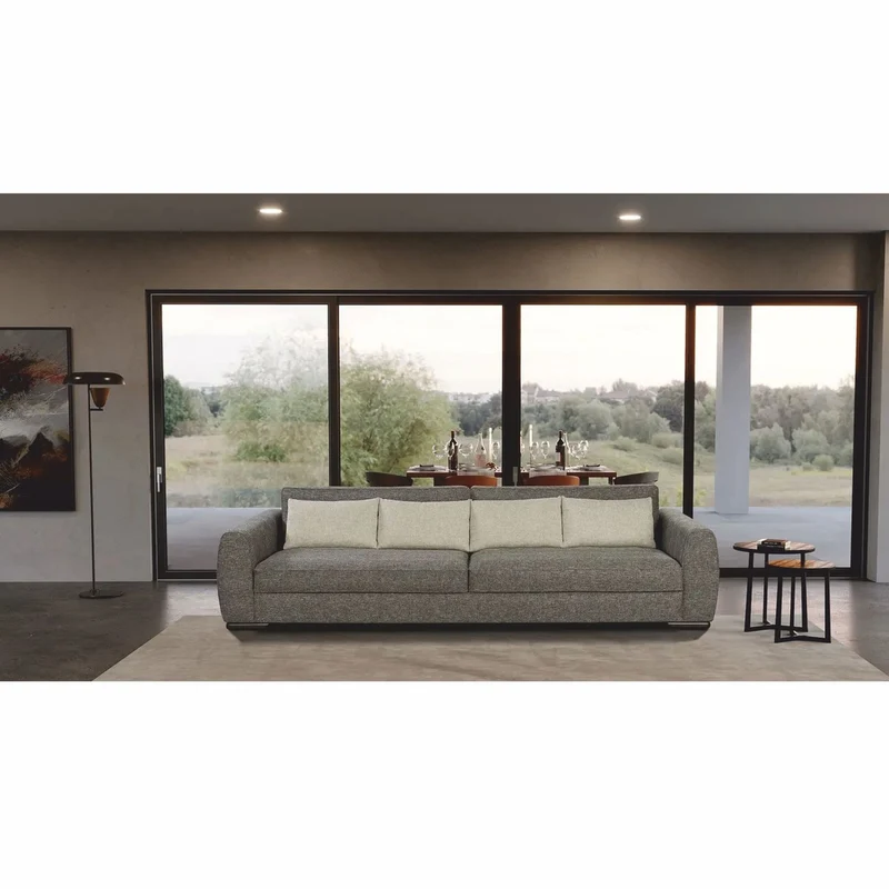 Casa Padrino Luxus Sofa Grau / Schwarz 337 cm - Luxus Wohnzimmer & Hotel Möbel