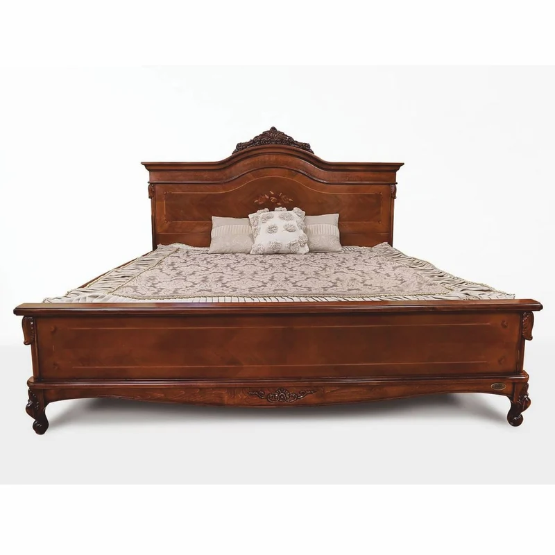Casa Padrino Luxus Barock Doppelbett Dunkelbraun - Barock Schlafzimmer Möbel