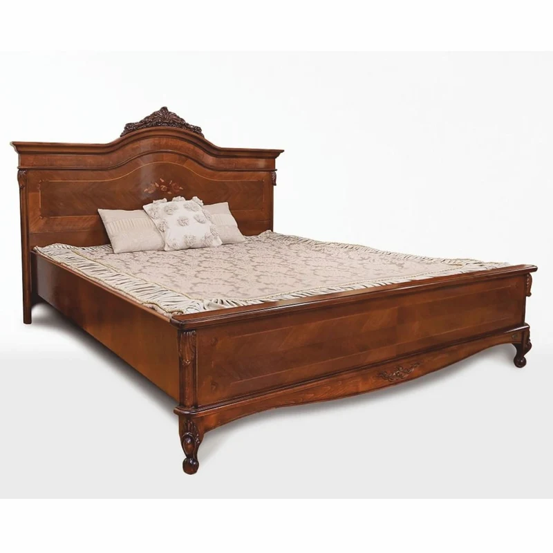 Casa Padrino Luxus Barock Doppelbett Dunkelbraun - Barock Schlafzimmer Möbel