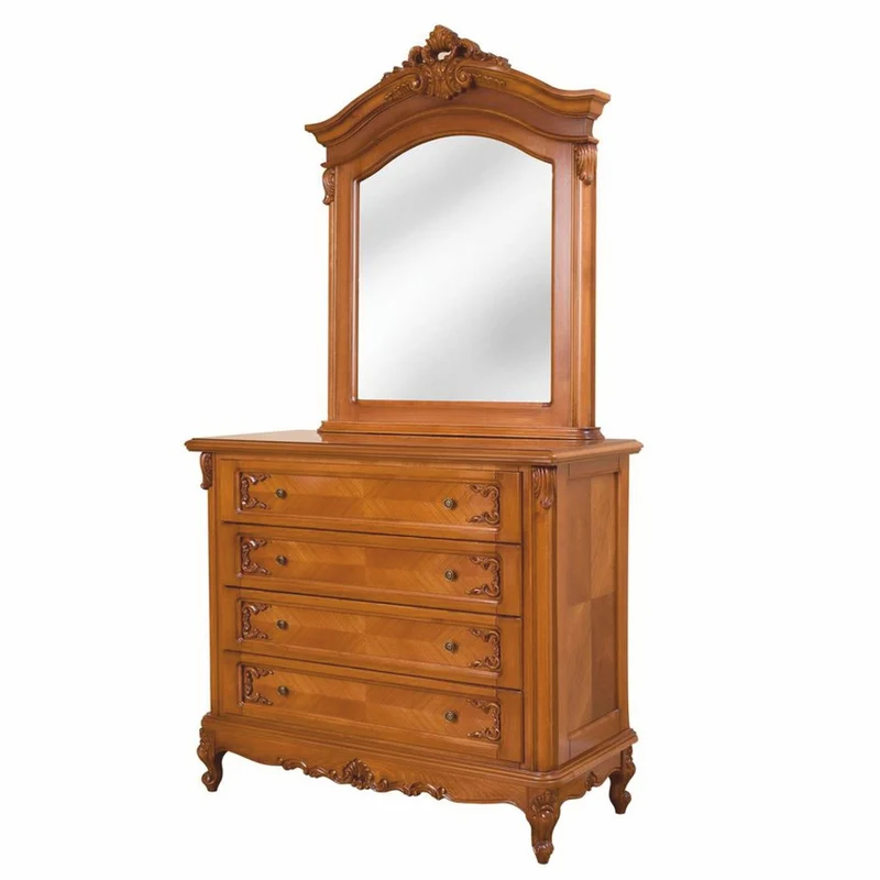 Casa Padrino Luxus Barock Kommode mit Spiegel Braun - Barockstil Schlafzimmer Möbel
