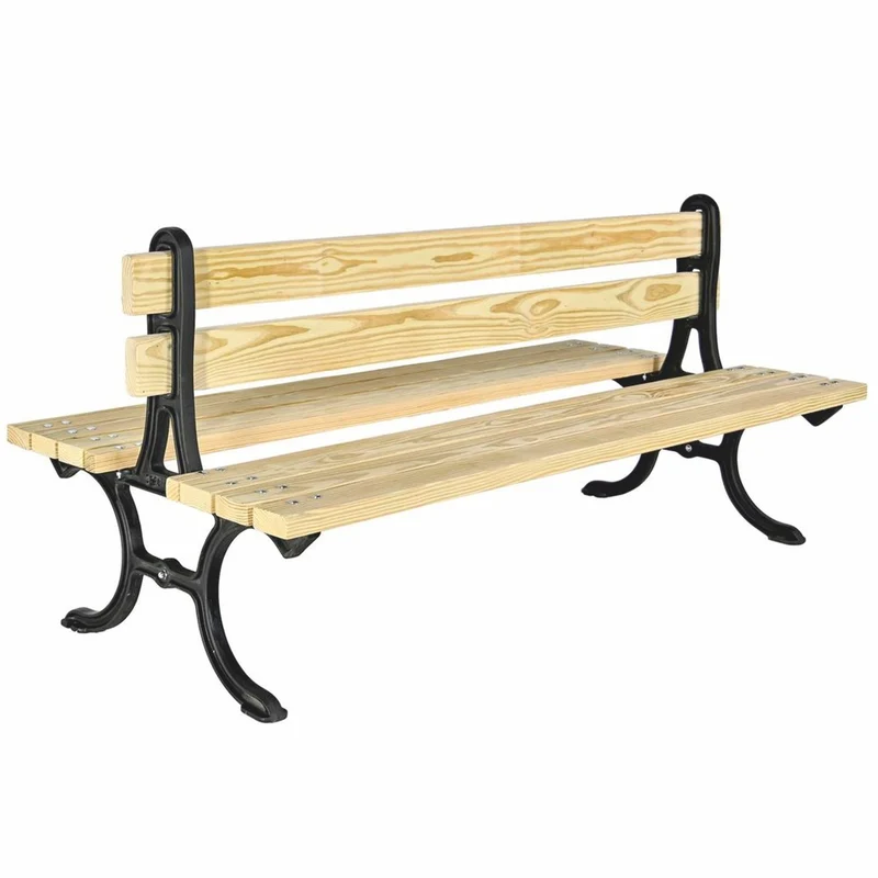 Casa Padrino Parkbank Naturfarben / Schwarz 180 cm - Doppelseitige Gartenbank