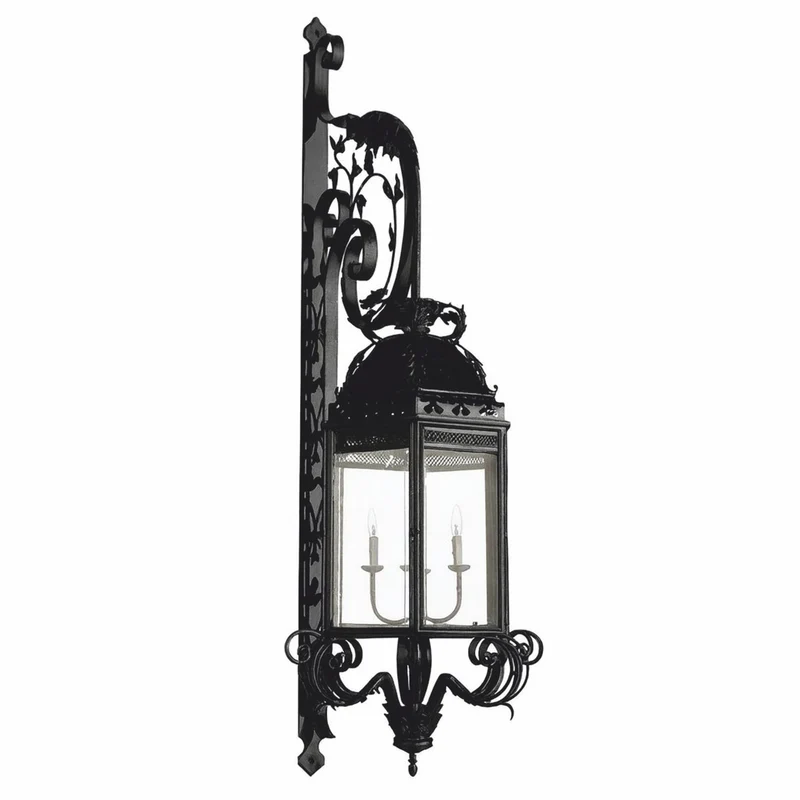 Casa Padrino Luxus Barock Außenwandleuchte Schwarz H. 150 cm - Barock Außenbeleuchtung