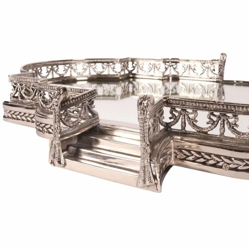 Casa Padrino Barock Tablett Silber 57 cm - Barockstil Gastronomie Accessoires