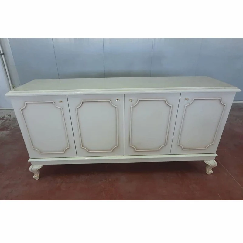 Casa Padrino Luxus Barock Sideboard mit 4 Türen Creme / Grau 210 cm - Barock Möbel