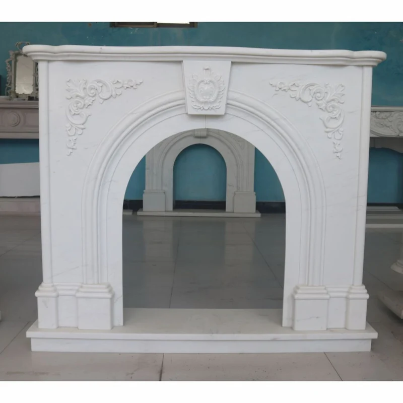 Casa Padrino Luxus Barock Marmor Kaminumrandung Weiß 130 x H. 110 cm - Barock Möbel