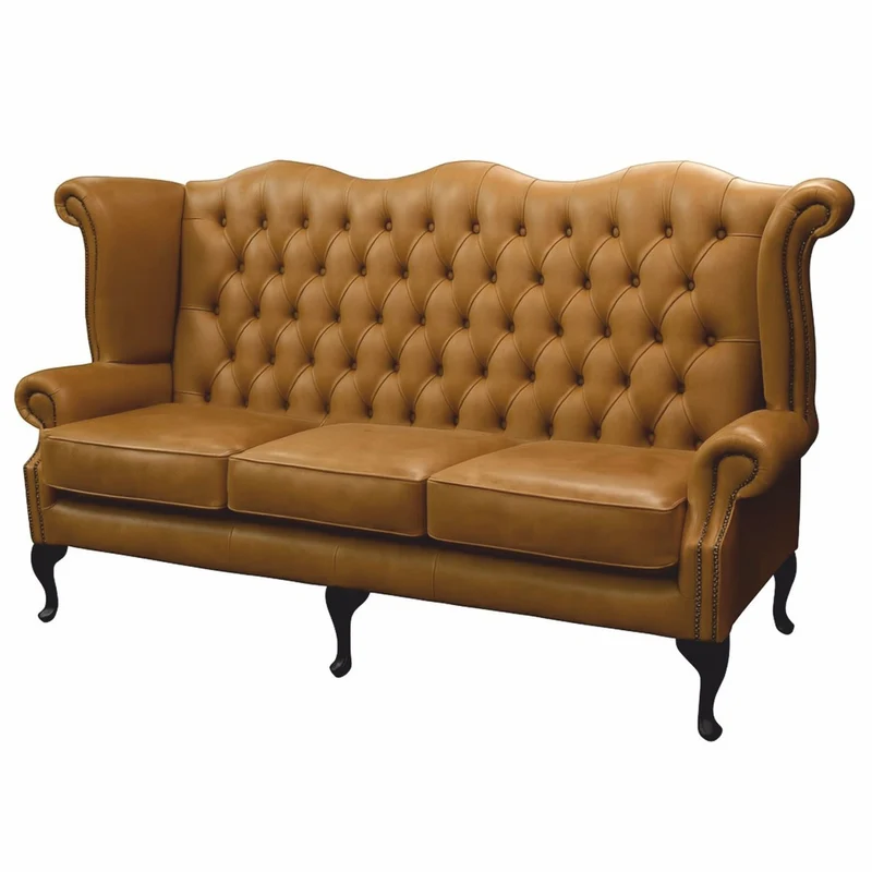 Casa Padrino Luxus Barock Chesterfield Leder Sofa Braun / Schwarz 188,5 cm - Barock Möbel