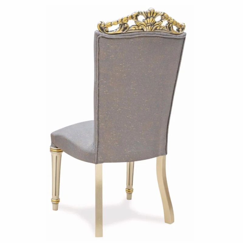 Casa Padrino Luxus Barock Esszimmer Stuhl Grau / Creme / Gold H. 108 cm - Barock Möbel