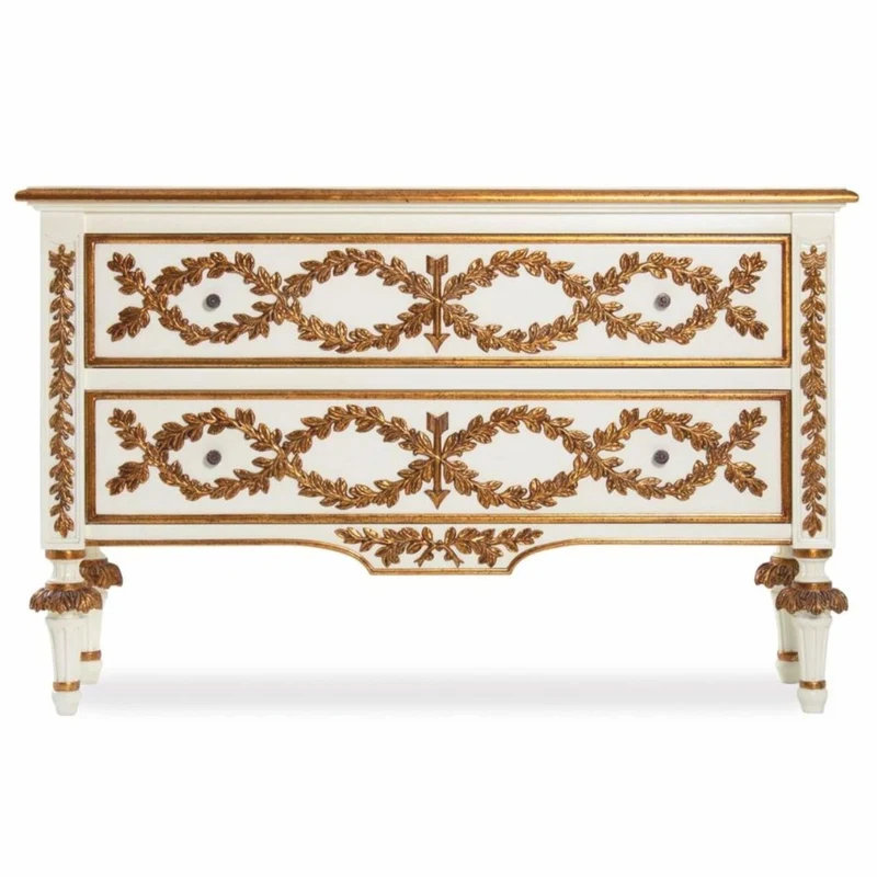 Casa Padrino Luxus Barock Kommode Elfenbein / Gold 135 cm - Barock Möbel