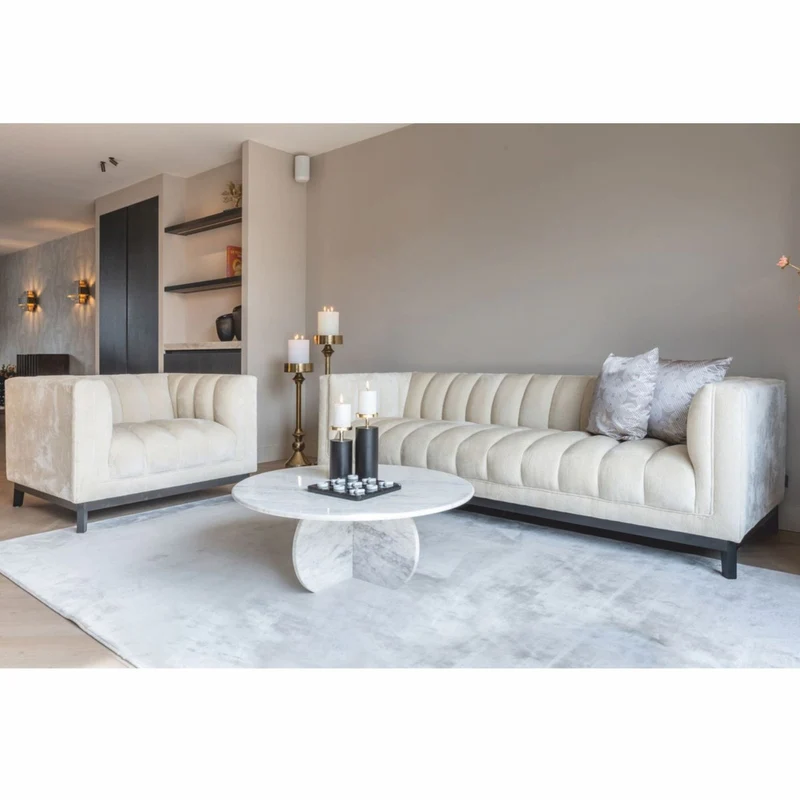 Casa Padrino Luxus Marmor Couchtisch Weiß Ø 90 cm - Luxus Wohnzimmer Möbel