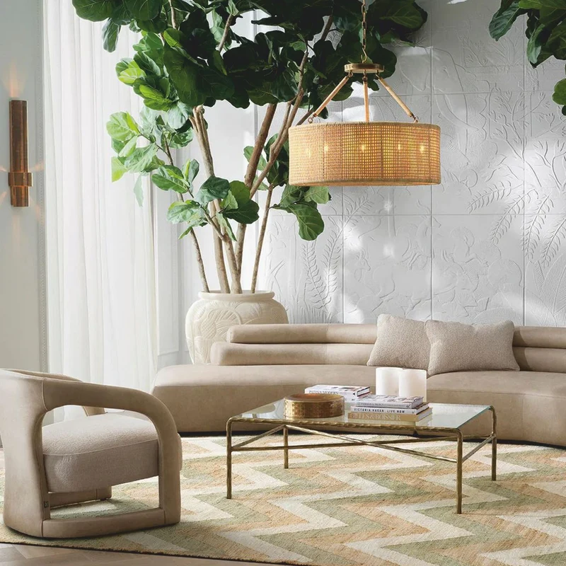 Casa Padrino Luxus Rattan Kronleuchter Naturfarben Ø 80 cm - Luxus Leuchten