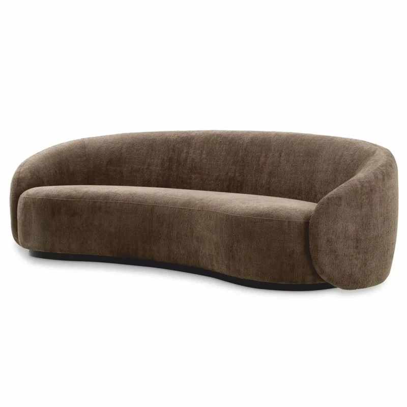 Casa Padrino Luxus Sofa Braun / Schwarz 235 cm - Gebogenes Wohnzimmer Sofa