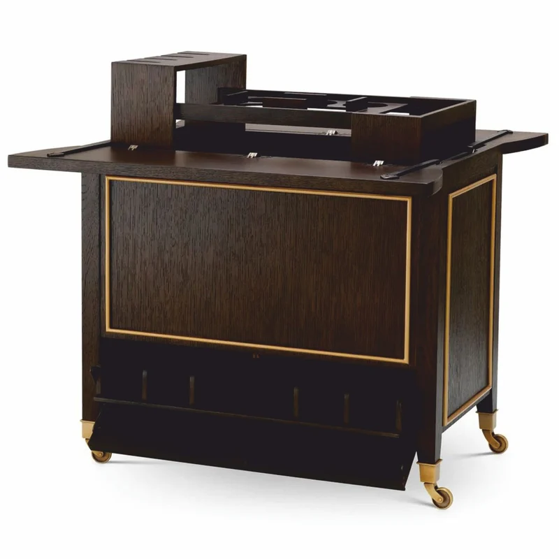 Casa Padrino Luxus Servierwagen Dunkelbraun / Messing 90,5 cm - Hotel Trolley