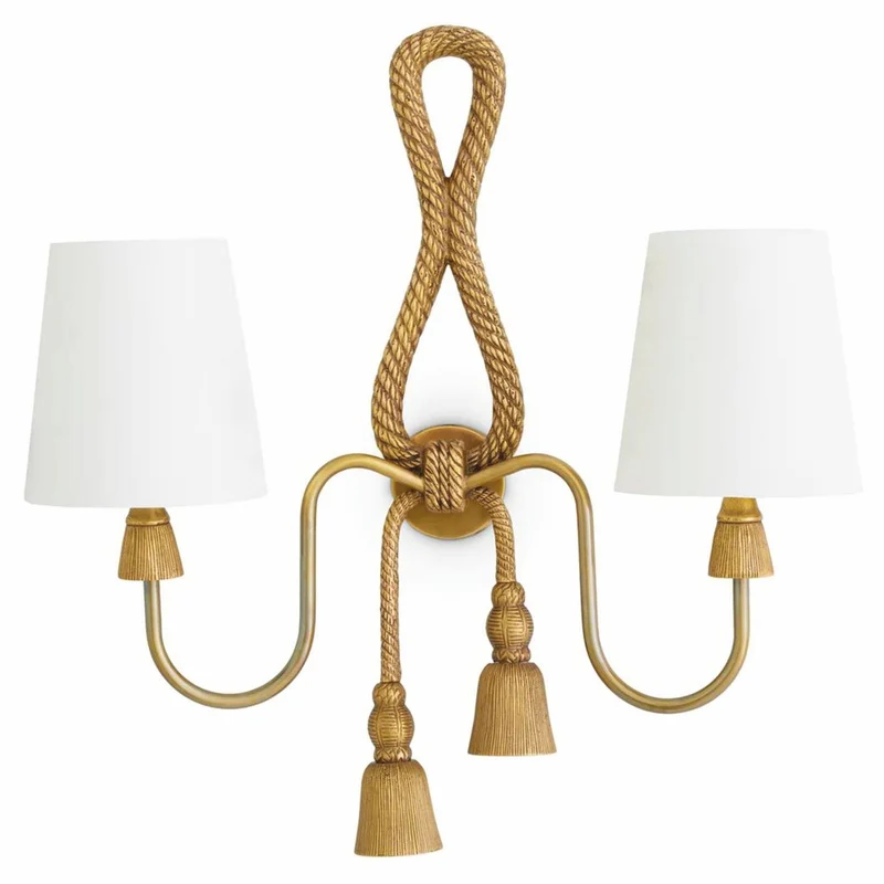 Casa Padrino Luxus Doppel Wandleuchte Vintage Messing / Weiß H. 49,5 cm - Luxus Leuchten