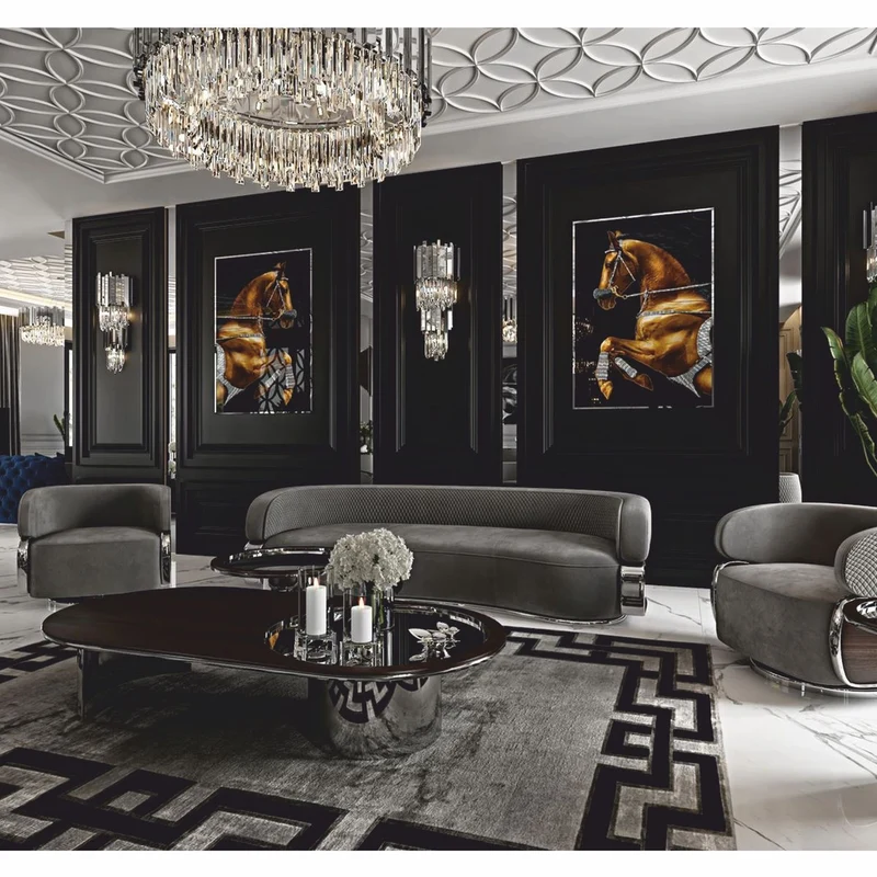 Casa Padrino Luxus Couchtisch Dunkelbraun / Silber 150 cm - Hotel & Wohnzimmer Möbel