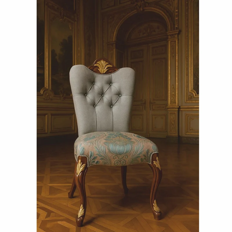 Casa Padrino Luxus Barock Esszimmer Stuhl Grau / Türkis / Braun / Gold - Barock Möbel