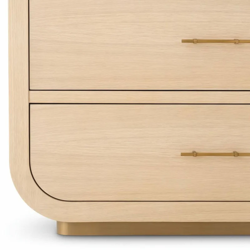 Casa Padrino Luxus Regalschrank mit 2 Schubladen Naturfarben / Messing H. 210 cm