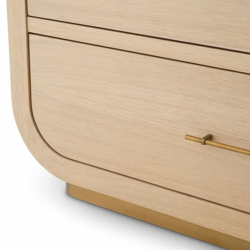 Casa Padrino Luxus Regalschrank mit 2 Schubladen Naturfarben / Messing H. 210 cm