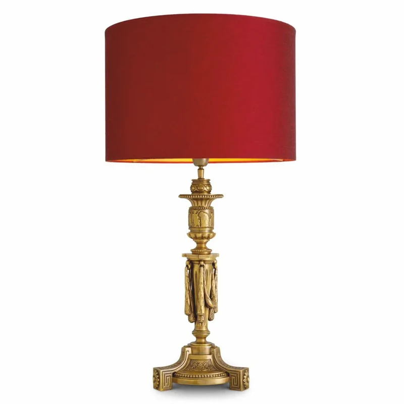 Casa Padrino Luxus Barock Tischleuchte Antik Gold / Rot H. 83,5 cm - Barock Schreibtischleuchte