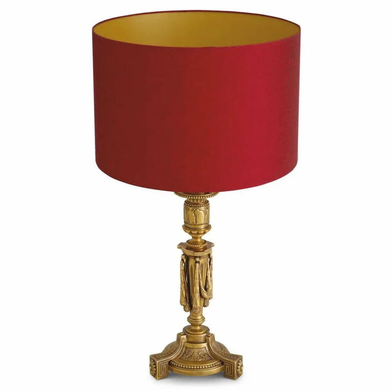 Casa Padrino Luxus Barock Tischleuchte Antik Gold / Rot H. 83,5 cm - Barock Schreibtischleuchte