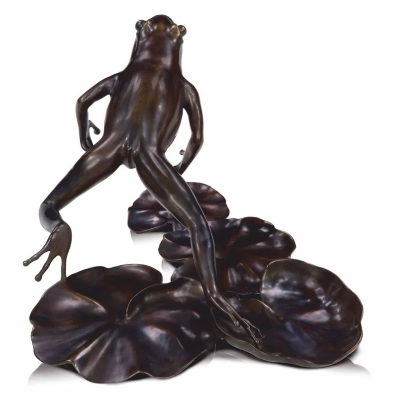 Casa Padrino Luxus Bronze Figur Frosch 39 cm - Deko Bronze Skulptur