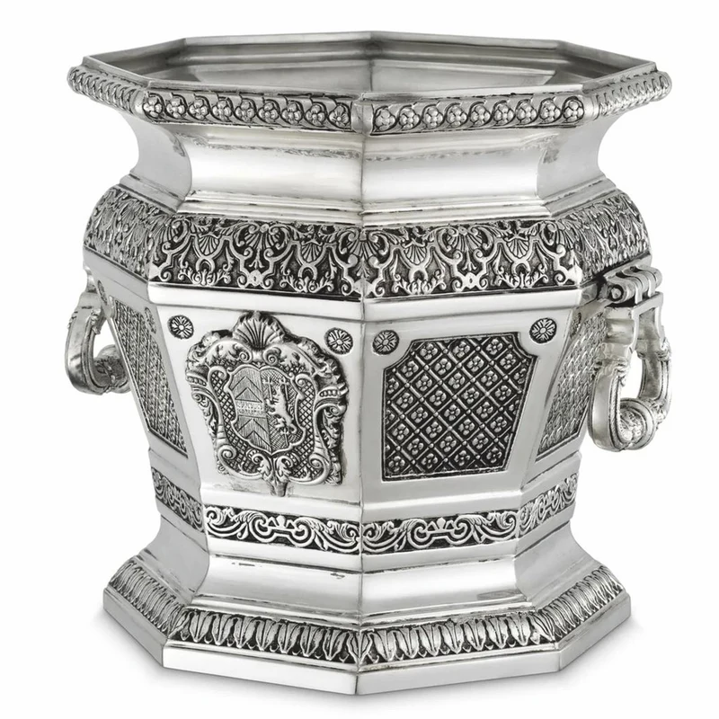 Casa Padrino Luxus Barock Deko Weinkühler Antik Silber H. 30 cm - Hotel Deko