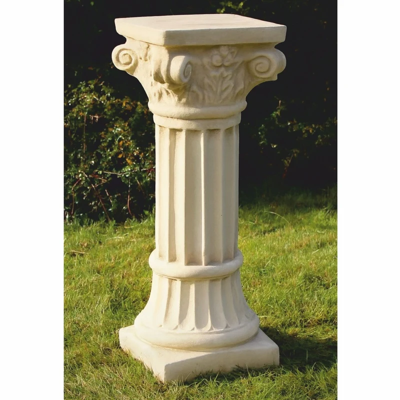 Casa Padrino Barock Säule Beige H. 76 cm - Barockstil Garten Deko