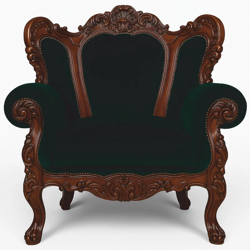 Casa Padrino Luxus Barock Samt Sessel Dunkelgrün / Braun - Barockstil Wohnzimmer Möbel