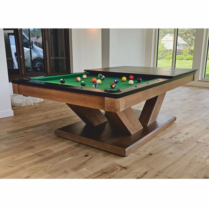 Casa Padrino Luxus Pool Billardtisch / Esstisch 8ft Braun / Schwarz / Grün