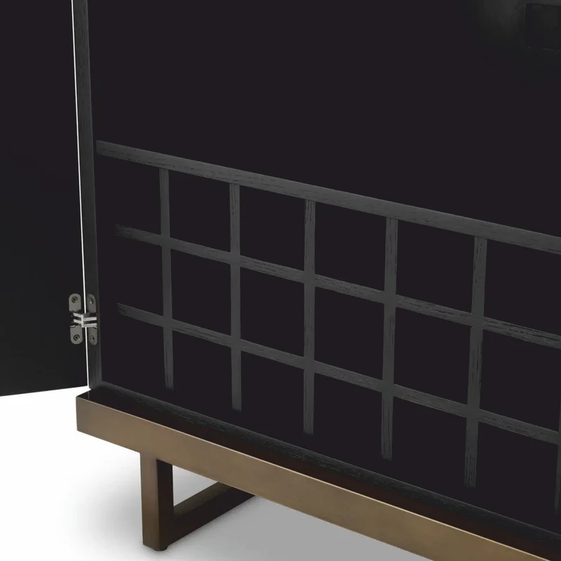 Casa Padrino Luxus Barschrank Naturfarben / Dunkelbraun / Bronze H. 175 cm - Bar Möbel