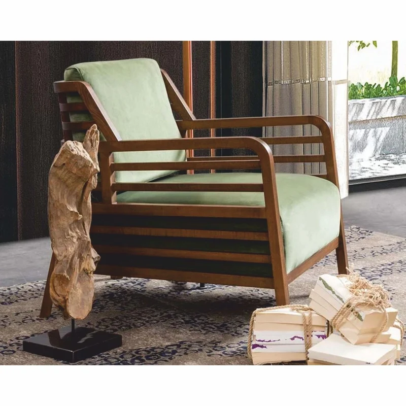 Casa Padrino Luxus Sessel Grün / Braun - Wohnzimmer & Hotel Möbel