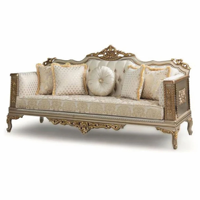 Casa Padrino Luxus Barock Wohnzimmer Set Creme / Grau / Gold - Barock Möbel