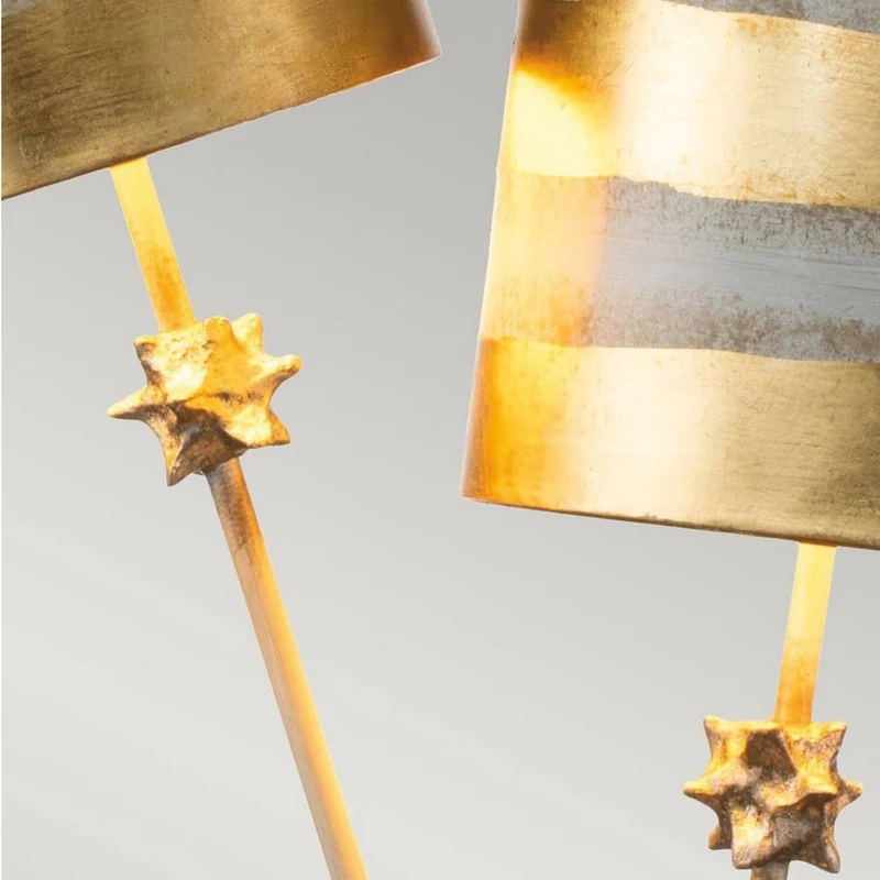 Casa Padrino Luxus Doppel Tischleuchte Gold / Taupe H. 102,7 cm - Luxus Leuchten