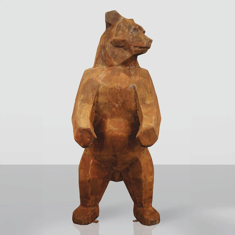 Casa Padrino XXL Garten Skulptur Bär Rost H. 190 cm - Abstrakte Deko Figur