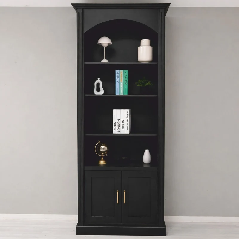 Casa Padrino Landhausstil Bücherschrank Schwarz 102 x H. 250 cm - Landhausstil Möbel