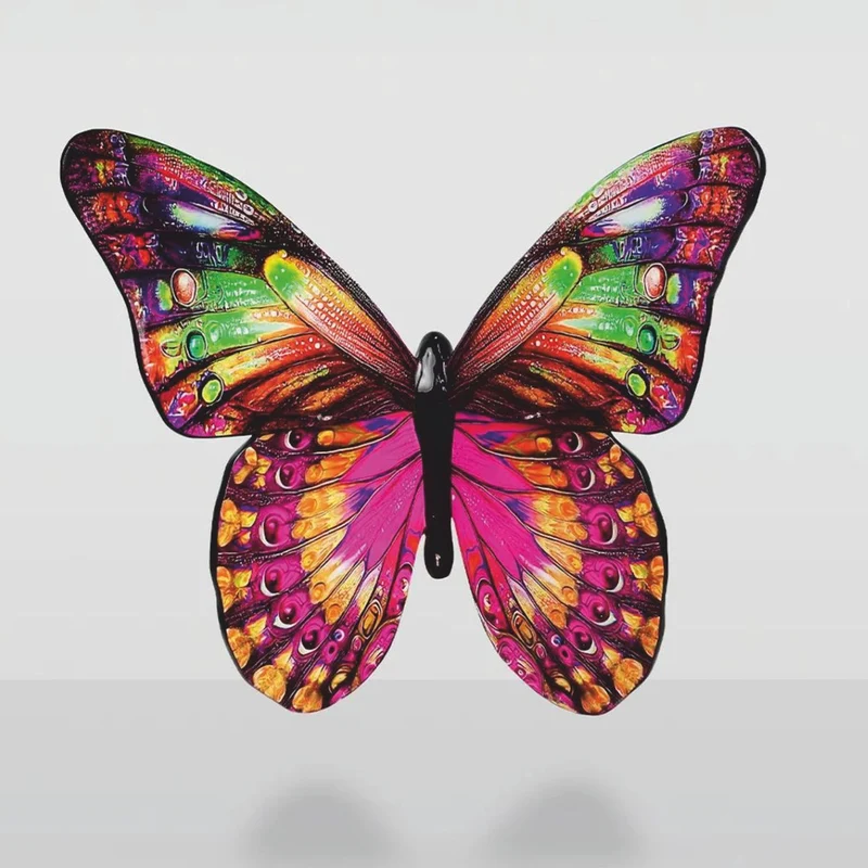 Casa Padrino Deko Skulptur Schmetterling Bunt / Schwarz 60 cm - Deko Figur