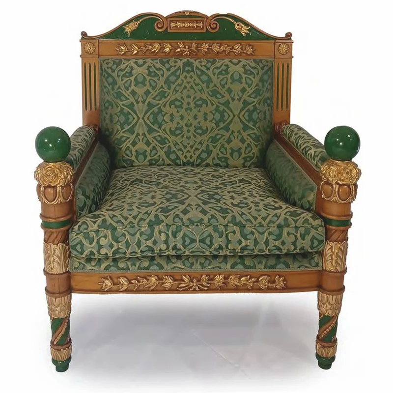Casa Padrino Luxus Barock Hotel & Wohnzimmer Sessel Grün / Braun / Gold - Made in Italy