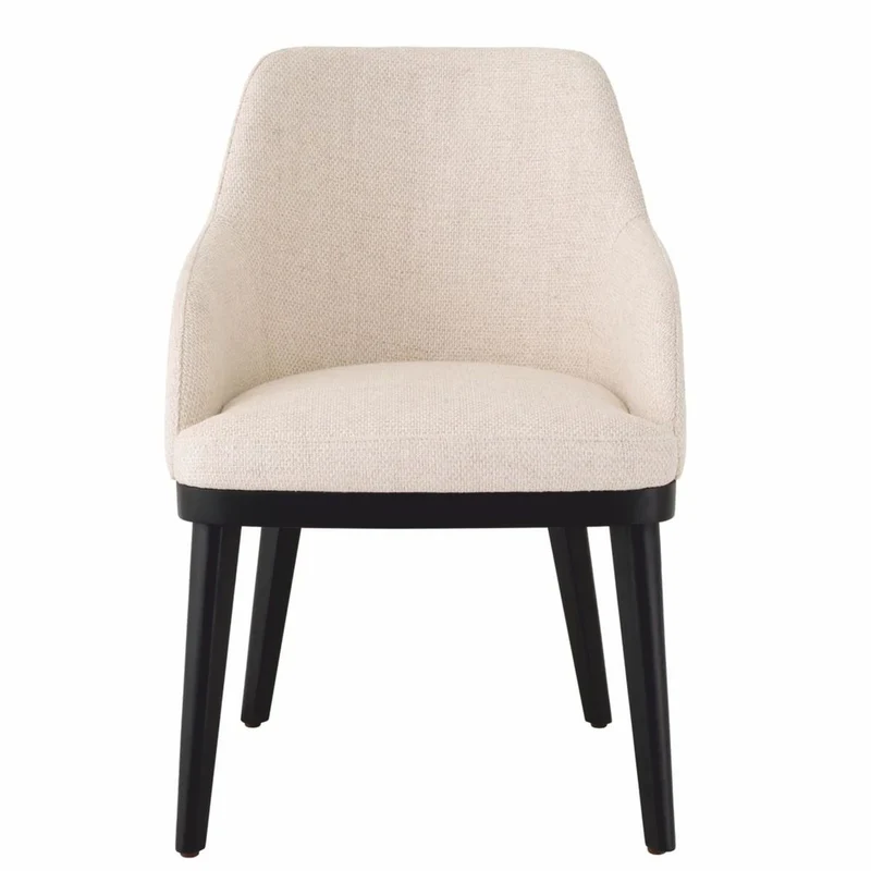 Casa Padrino Luxus Esszimmer Stuhl mit Armlehnen Naturfarben / Schwarz H. 79 cm