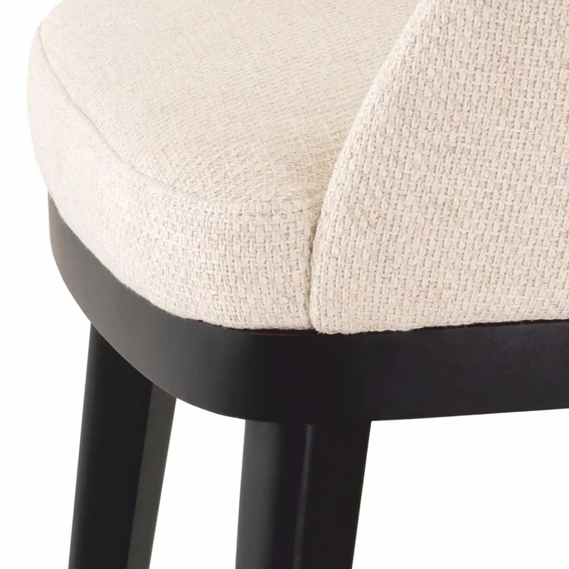 Casa Padrino Luxus Esszimmer Stuhl mit Armlehnen Naturfarben / Schwarz H. 79 cm