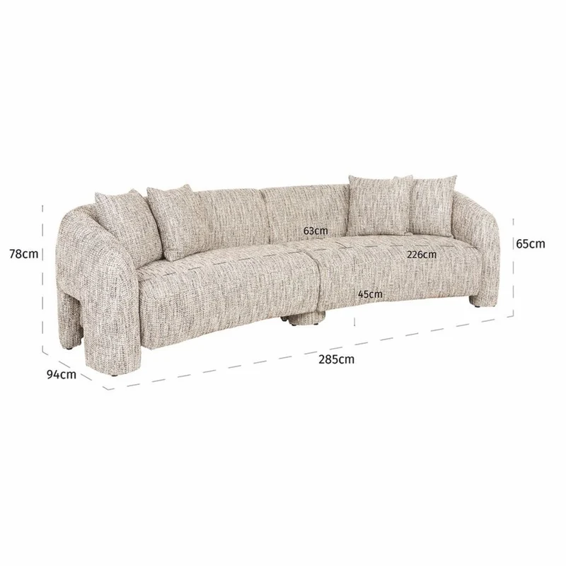 Casa Padrino Luxus Sofa Naturfarben 285 cm - Wohnzimmer & Hotel Möbel